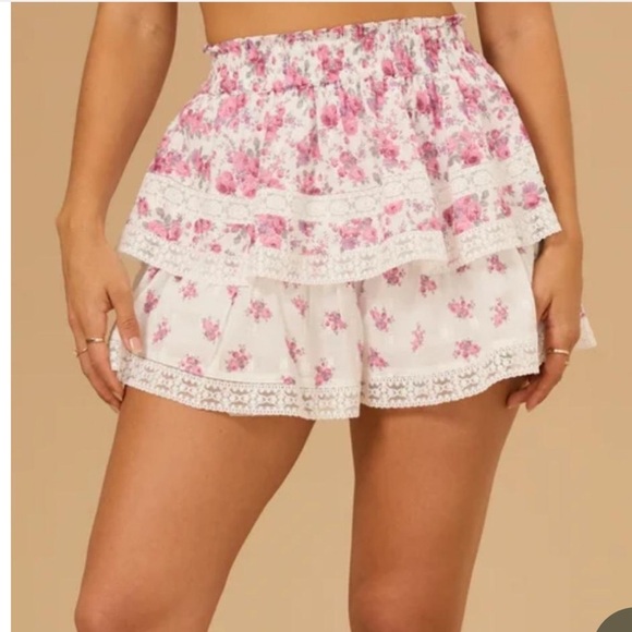 Altar'd State Dresses & Skirts - Altar'd State Cream Bubble Mini Skort /shorts Smocked Tiered Casual